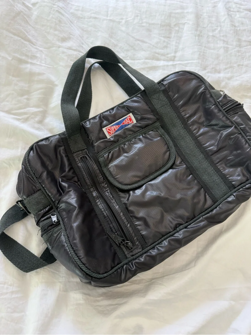 Vintage Black Men's Nylon Carry Gym Bag GUC 0821